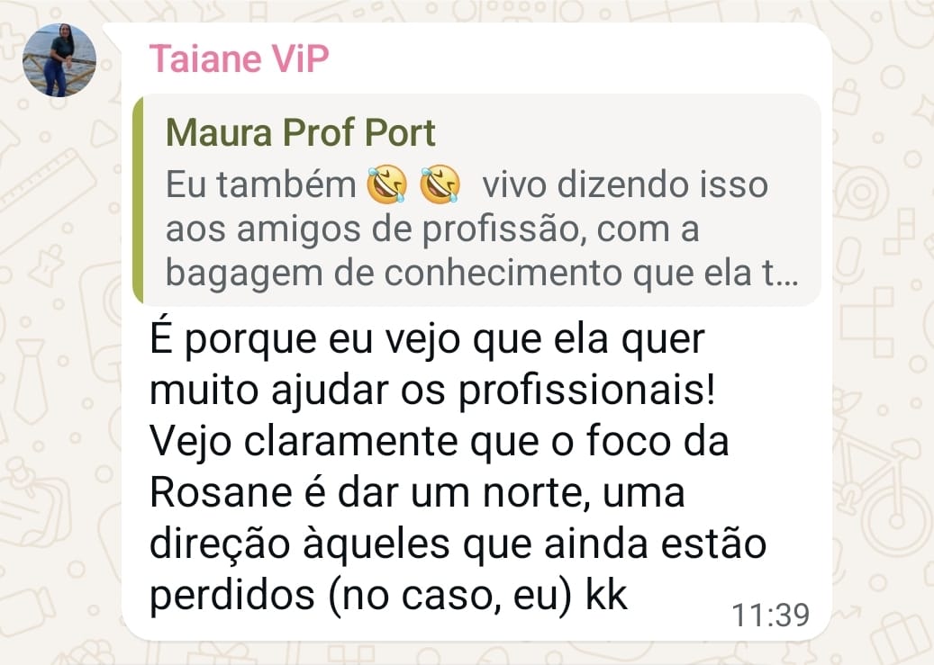 Depoimento da aluna Taiane